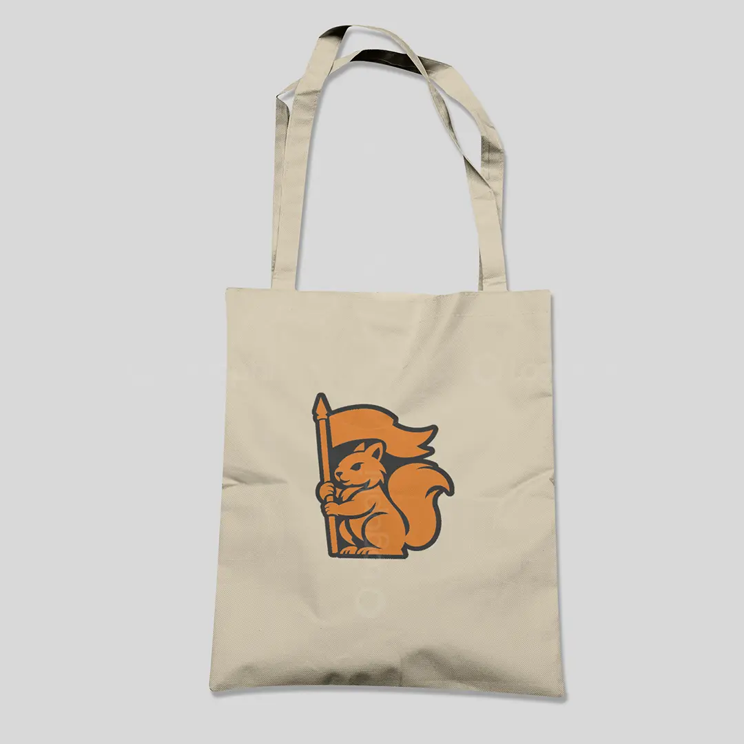 Squirrel with flag logo for sale bag mockup
