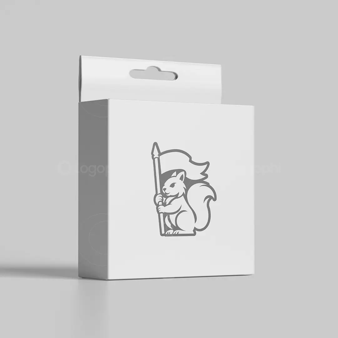 Squirrel with flag logo for sale box mockup