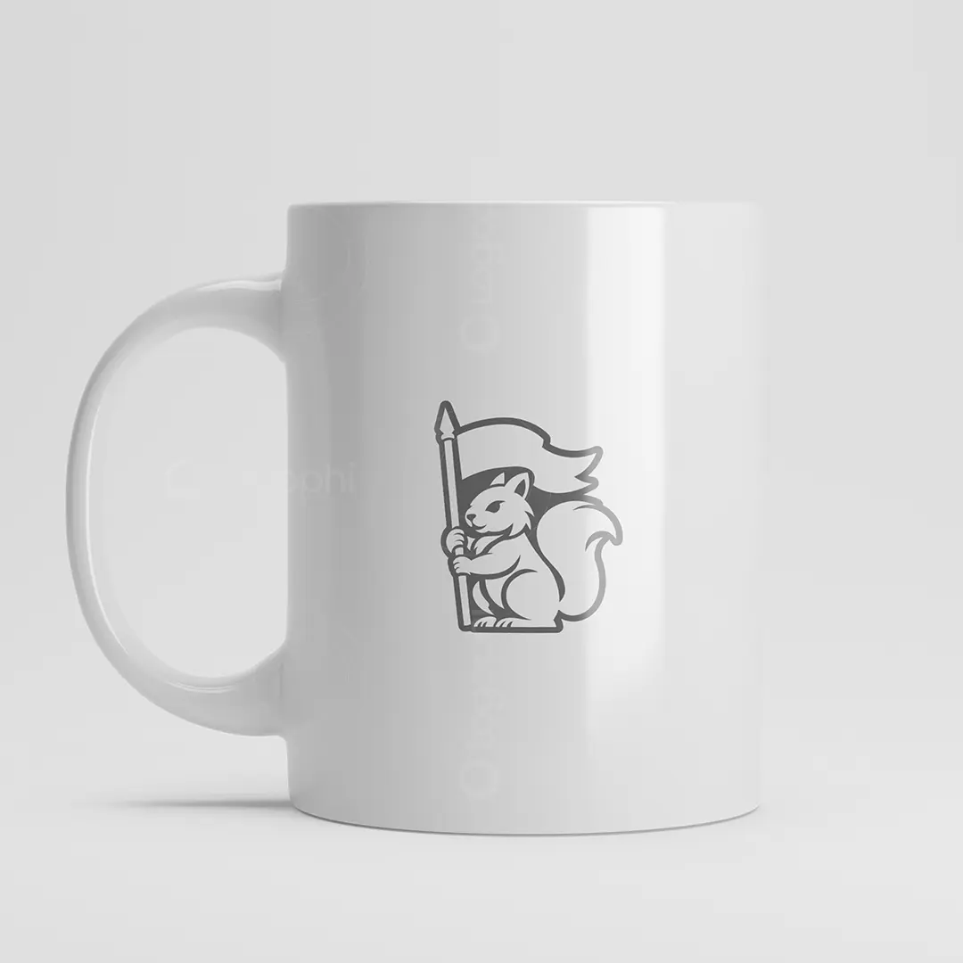 Squirrel with flag logo for sale mug mockup