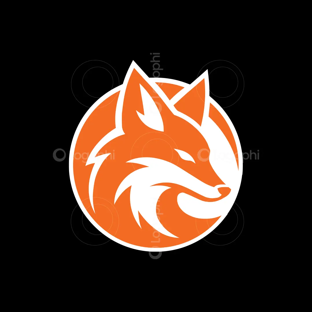 Black Background Fox Head Circle Logo for sale