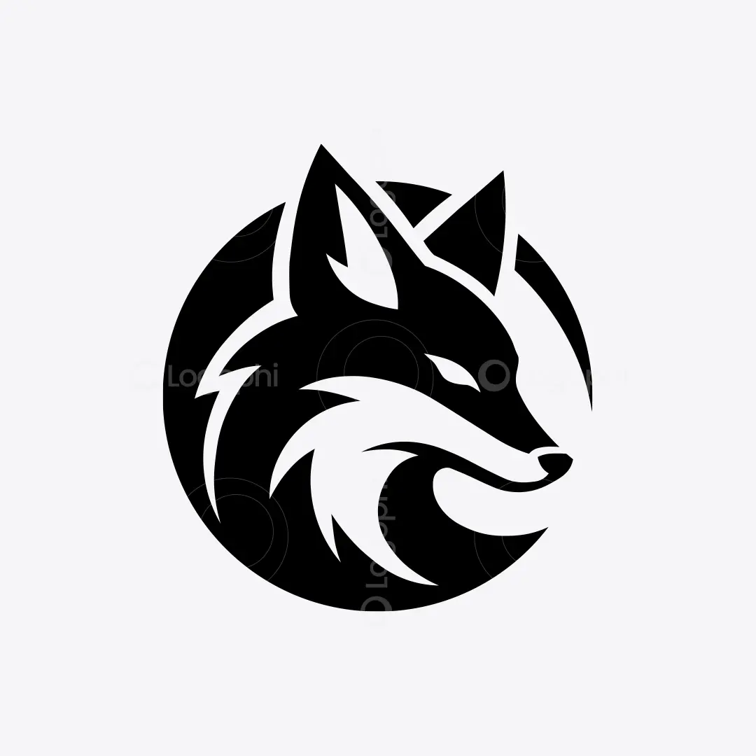 Black Fox Head Circle Logo for sale