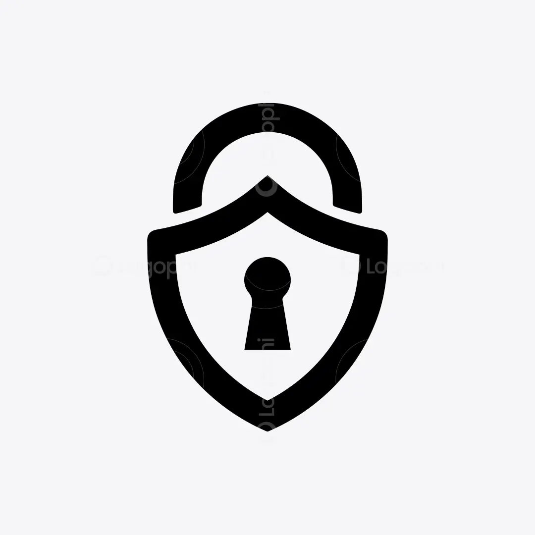 Black Padlock Secure Shield Logo for sale