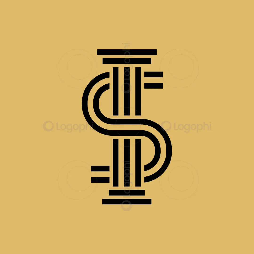 Black S Pillar Law Logo on Gold Bacground for sale