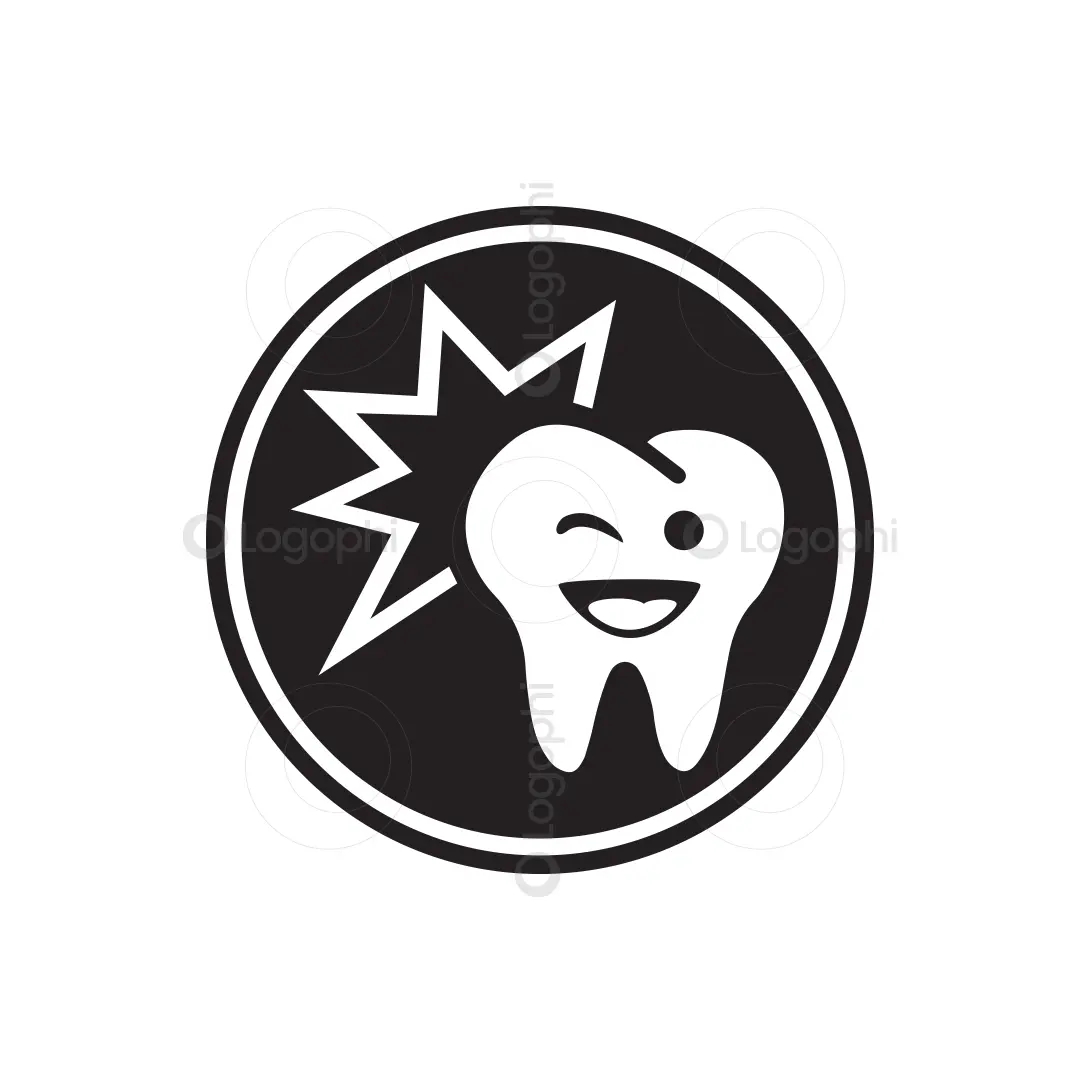 Black and White Happy Tooth Spark Logo for sale