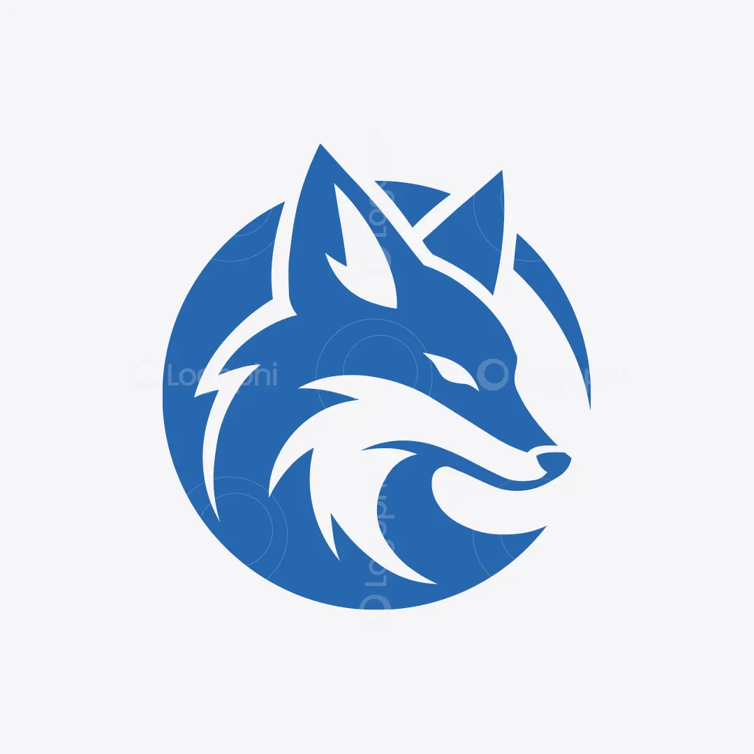 Blue Fox Head Circle Logo for sale