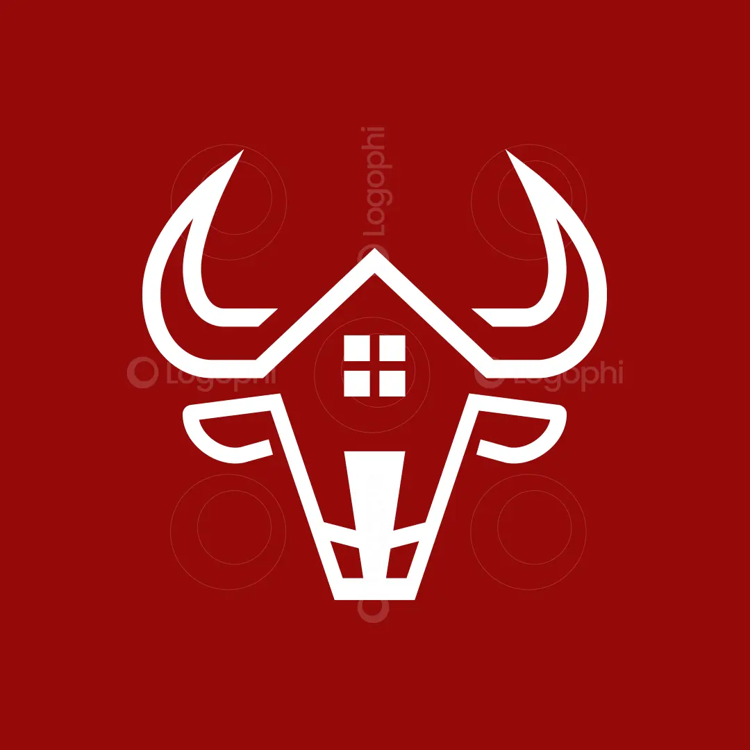 Bull house logo for sale Red Background