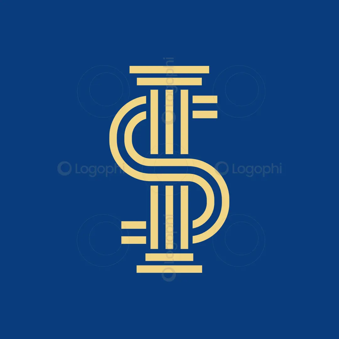Gold S Pillar Law Logo on blue Bacground for sale