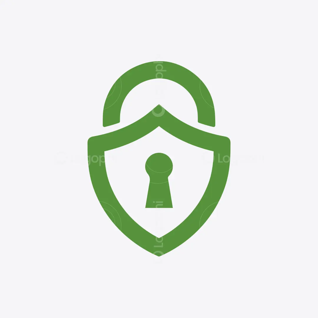 Green Padlock Secure Shield Logo for sale