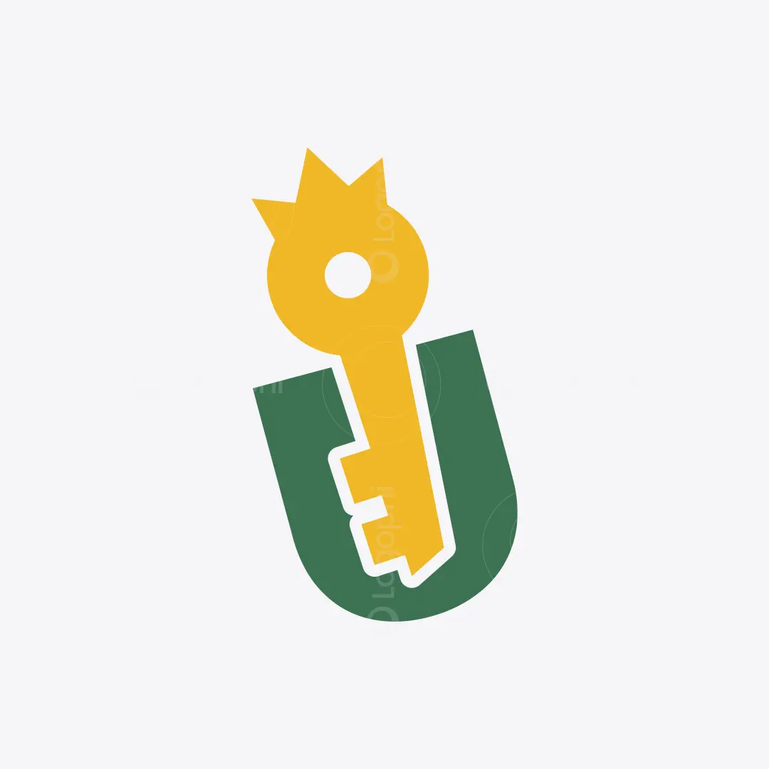 Green and Orange Royal Key U Logo for sale