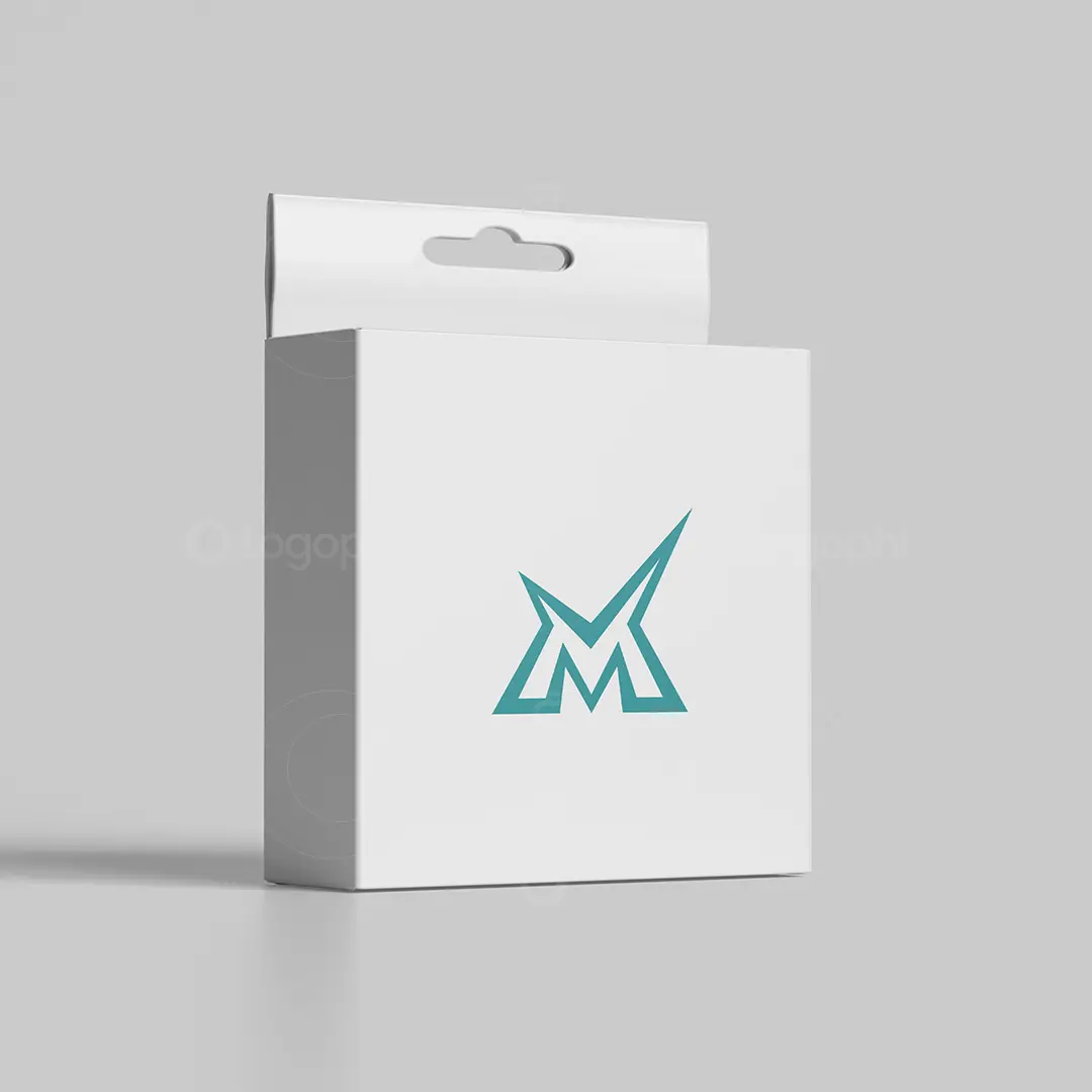 M Check Mark Logo for sale Box Movckup