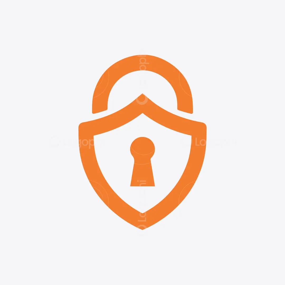 Orange Padlock Secure Shield Logo for sale