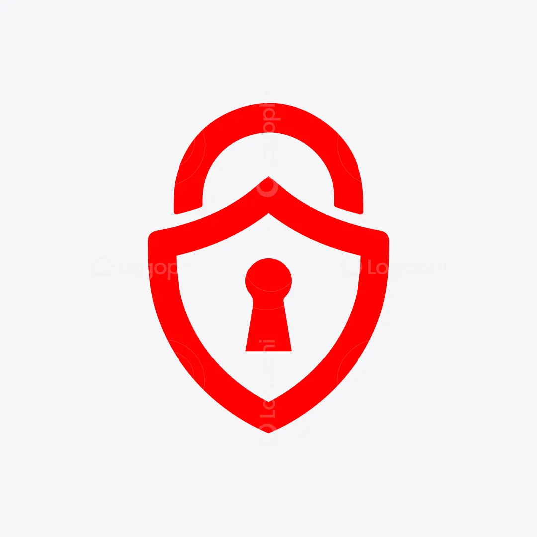 Red Padlock Secure Shield Logo for sale