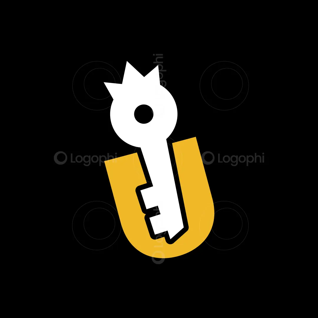 Royal Key U Logo for sale Black Background
