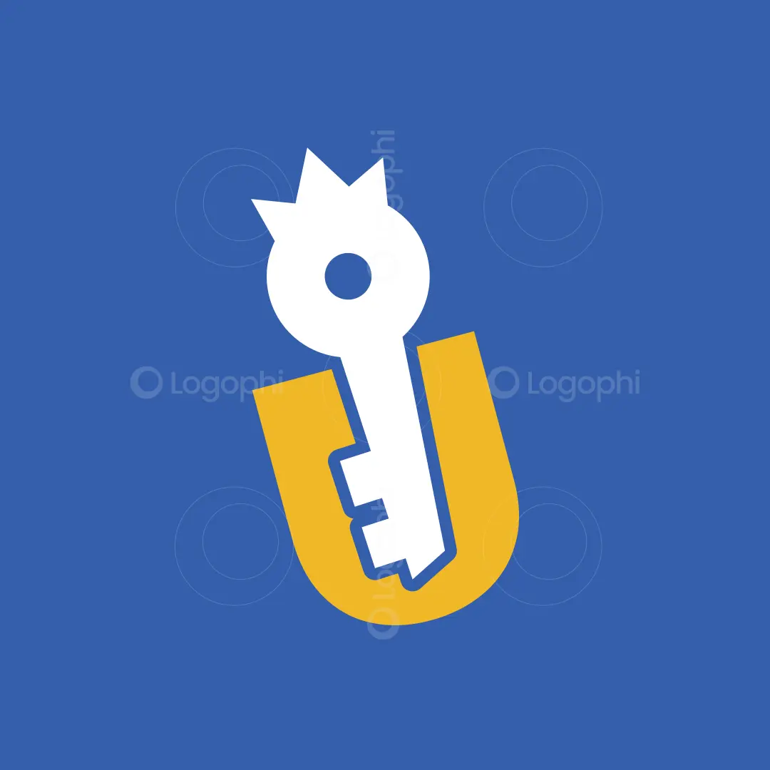 Royal Key U Logo for sale Blue Background
