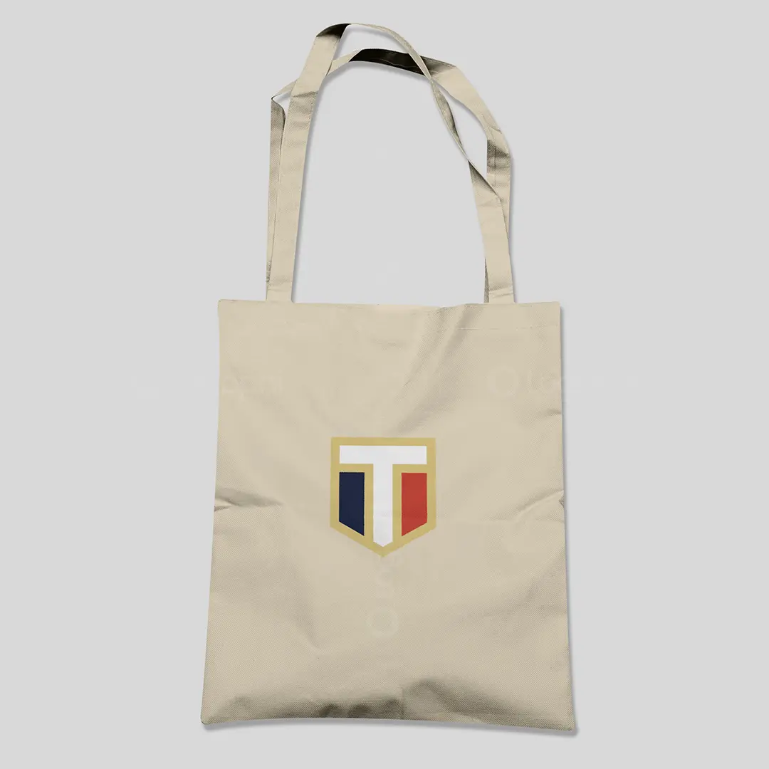 T Shield Emblem Logo for sale Bag Mockup