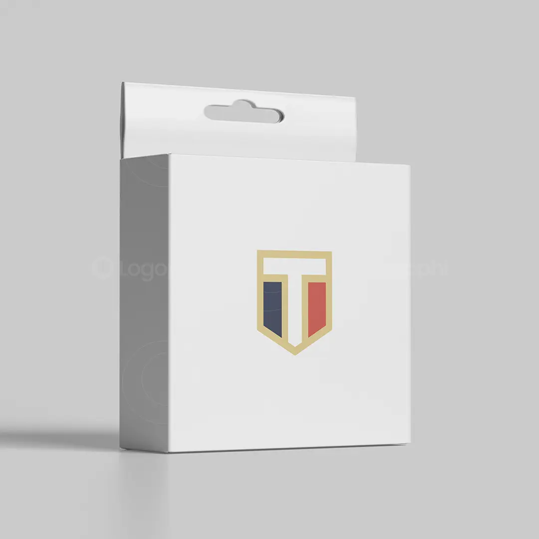 T Shield Emblem Logo for sale Box Mockup