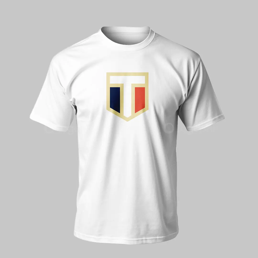 T Shield Emblem Logo for sale T-Shirt Mockup