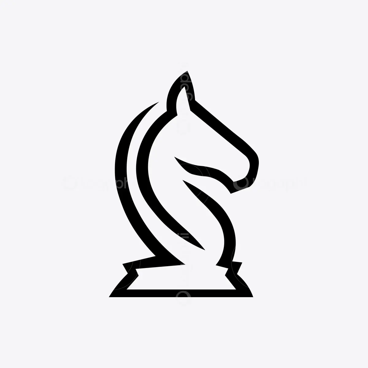 Black Chess Knight Horse Logo for sale