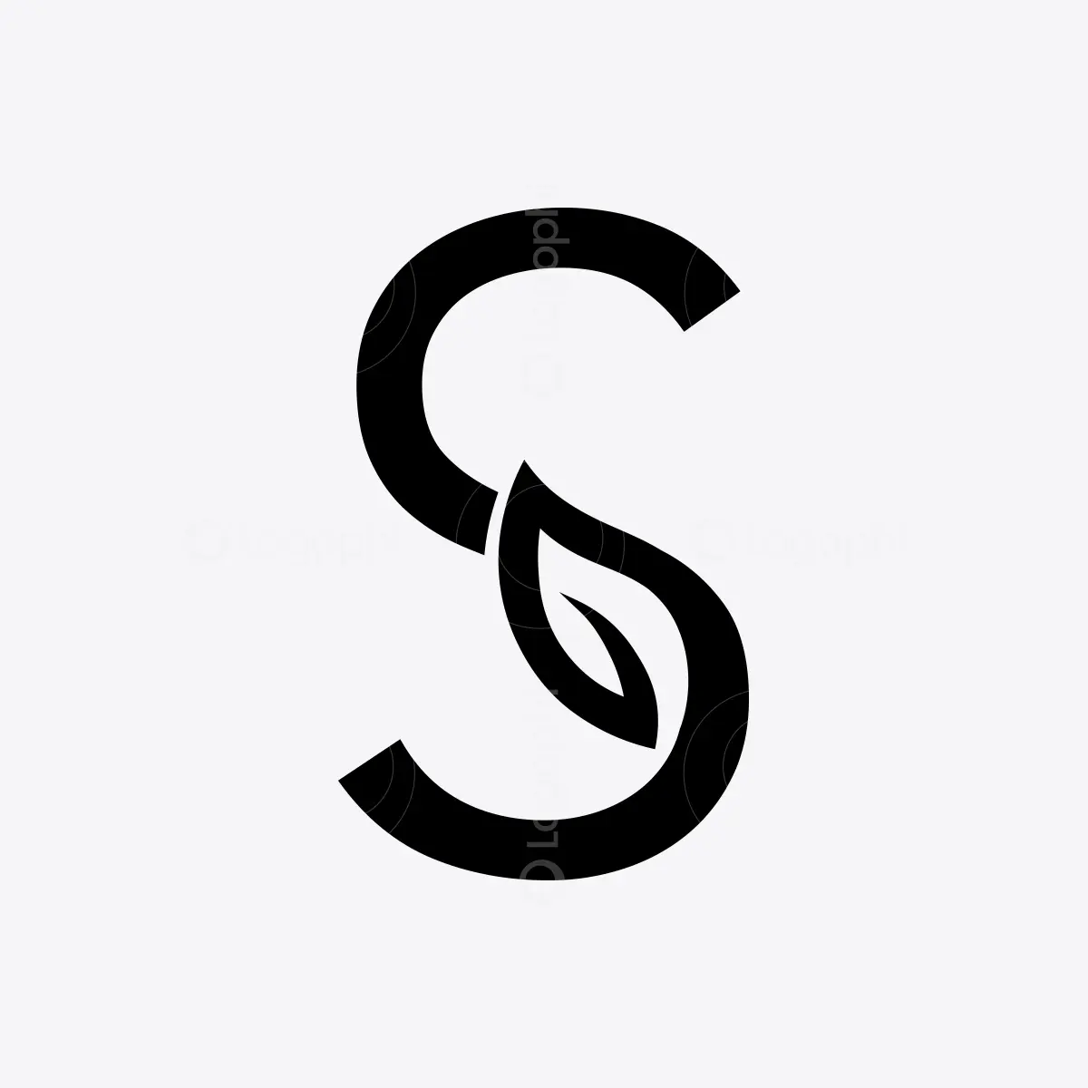 Black Letter S Leaf Logo For sale