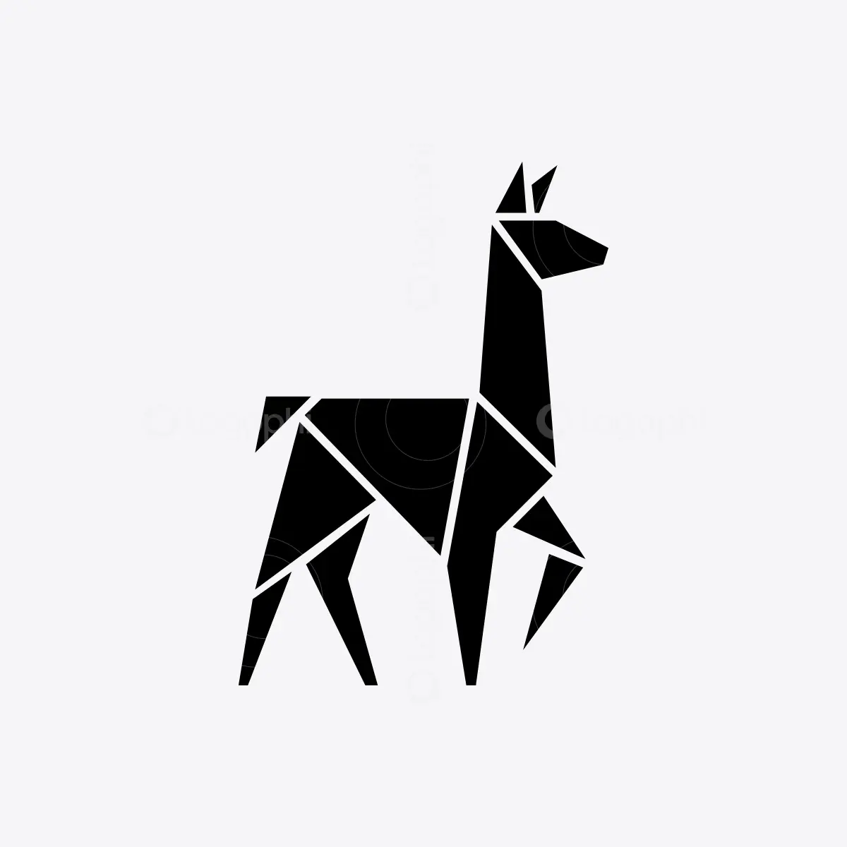 Black Polygon Llama Logo for sale