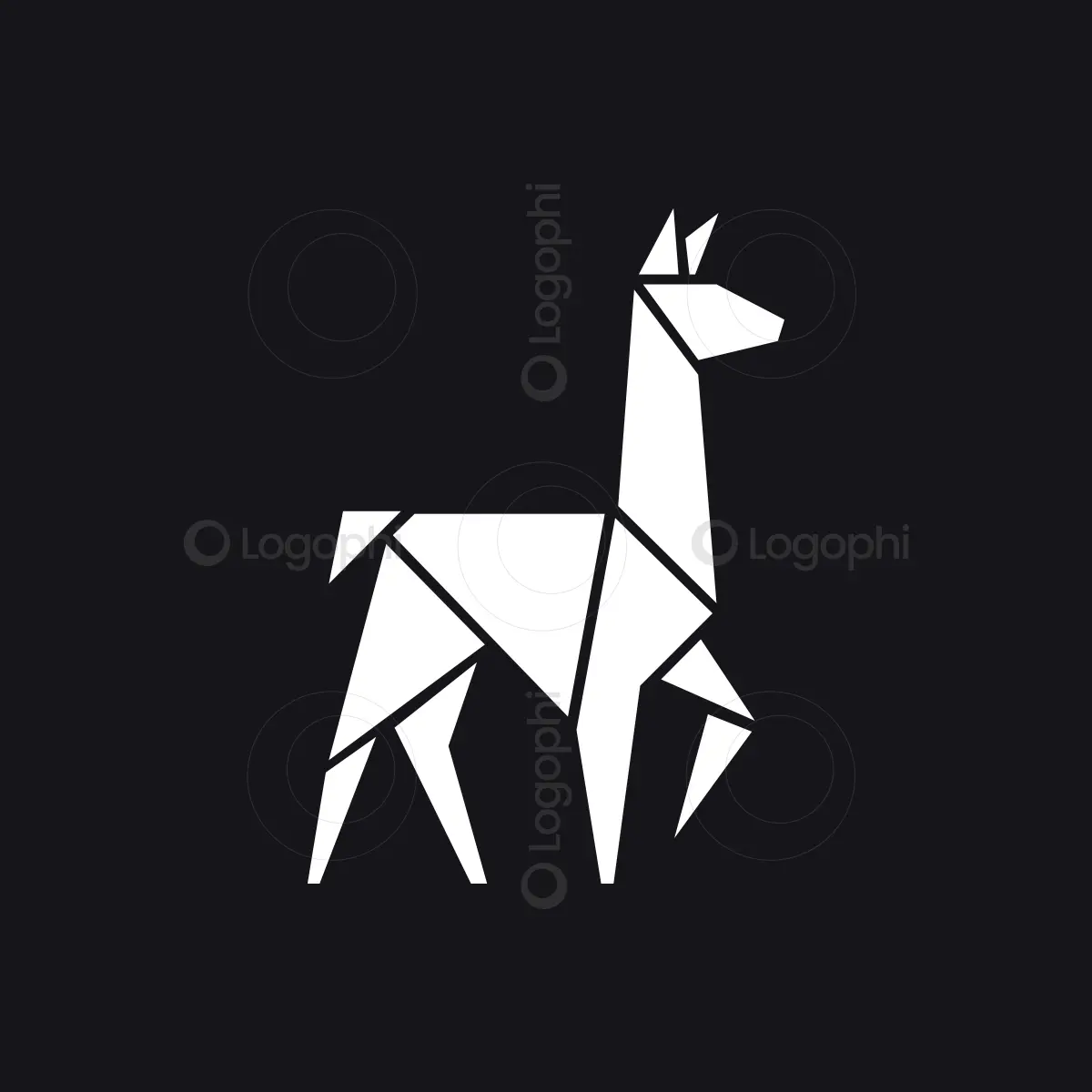 Black and White Polygon Llama Logo for sale