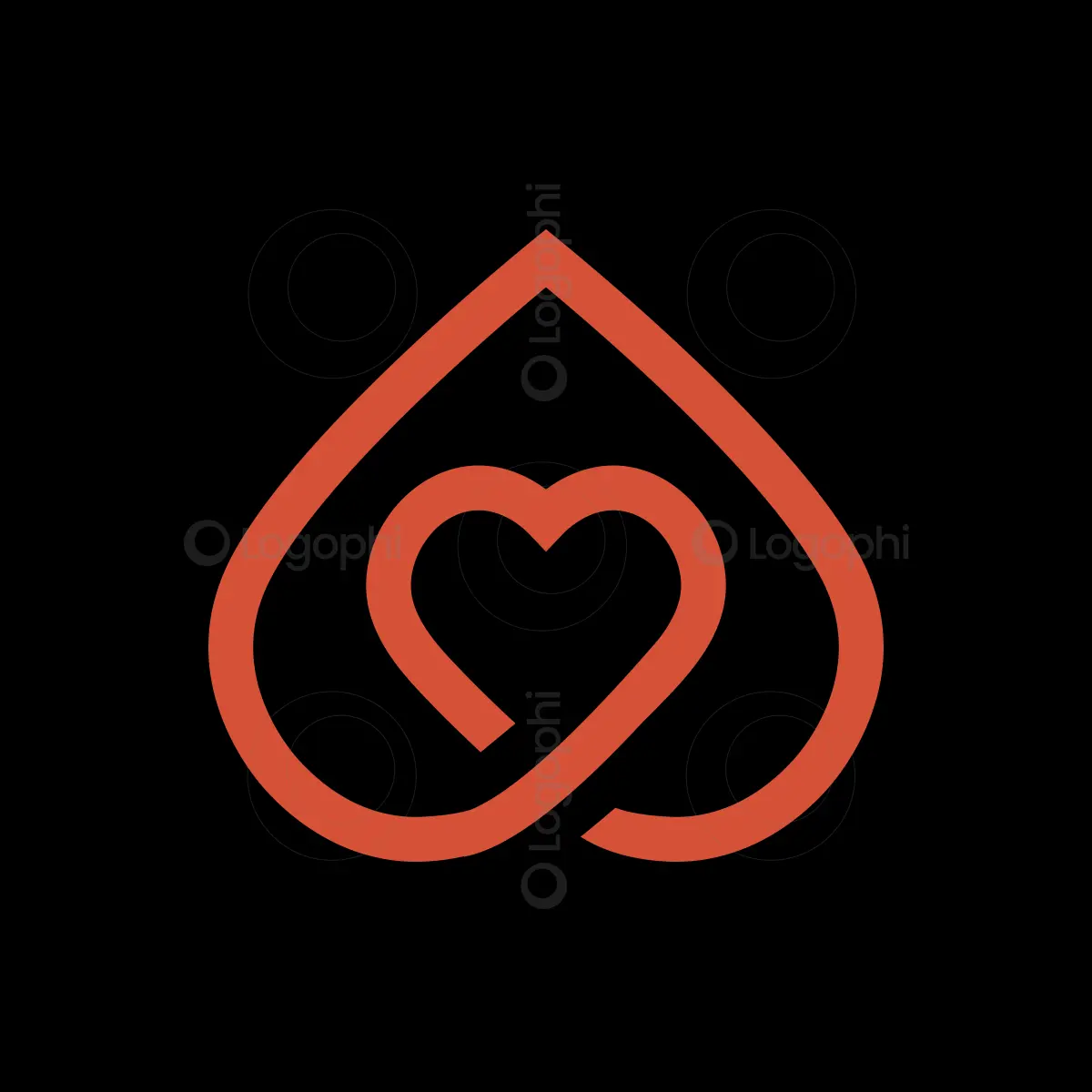 Black background Heart Spade Logo for sale