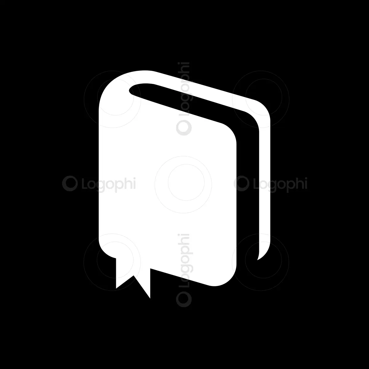 Black background white Bookmark Book Logo or sale