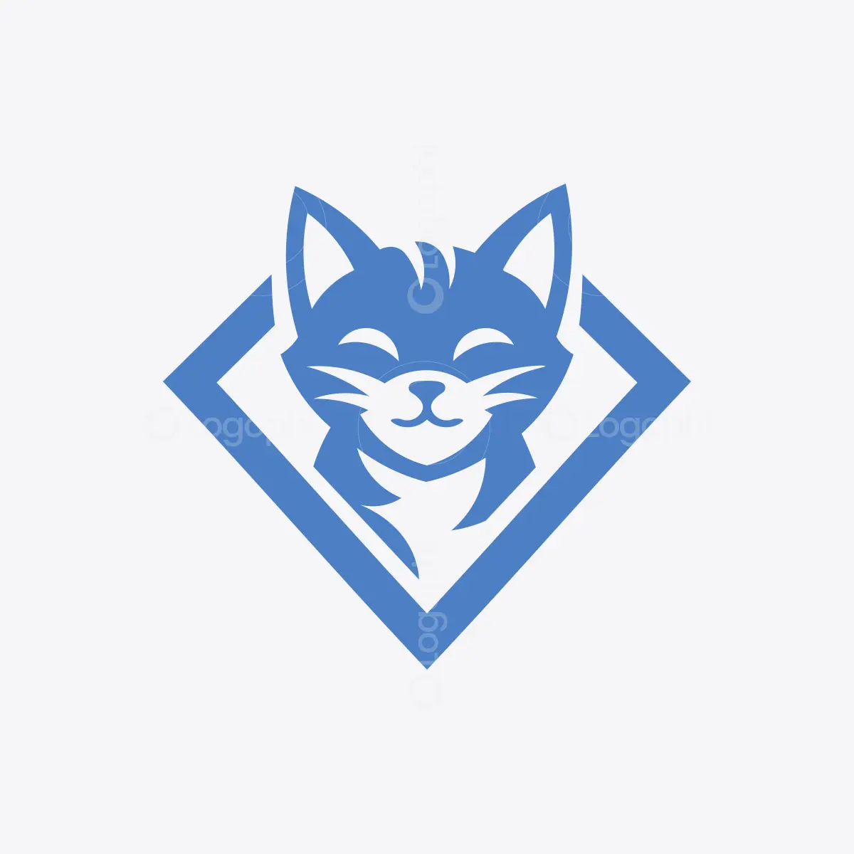 Blue Cat Emblem Logo For sale