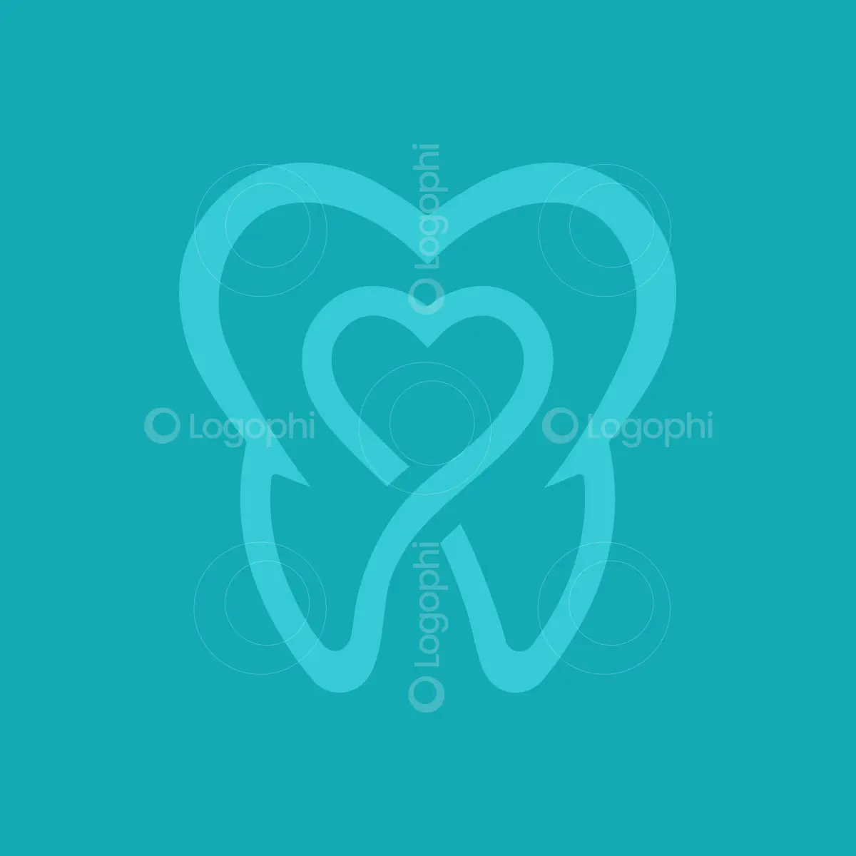 Blue Dental Tooth Heart Logo for sale