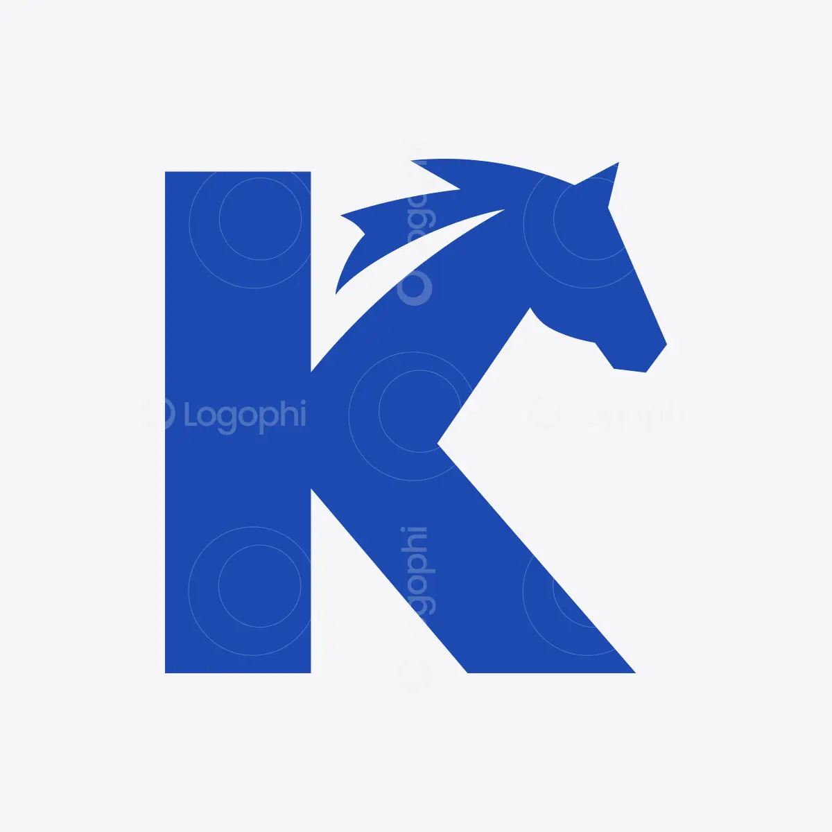 Blue Letter K Horse Head Logo for sale
