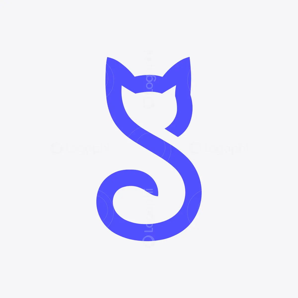 Blue Letter S Cat Logo for sale