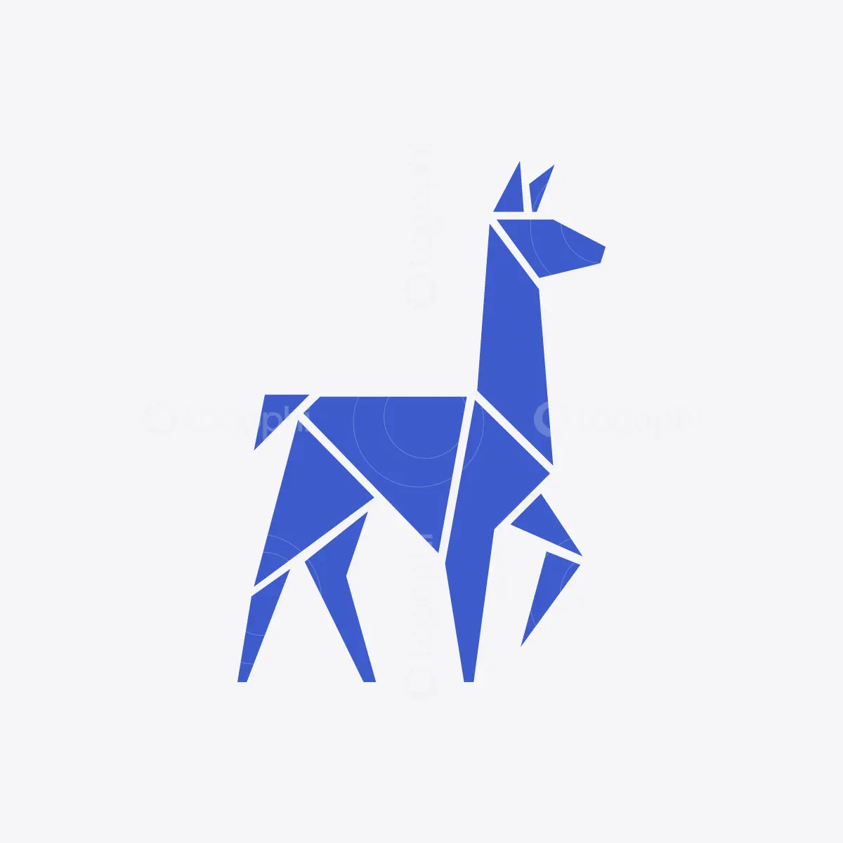 Blue Polygon Llama Logo for sale