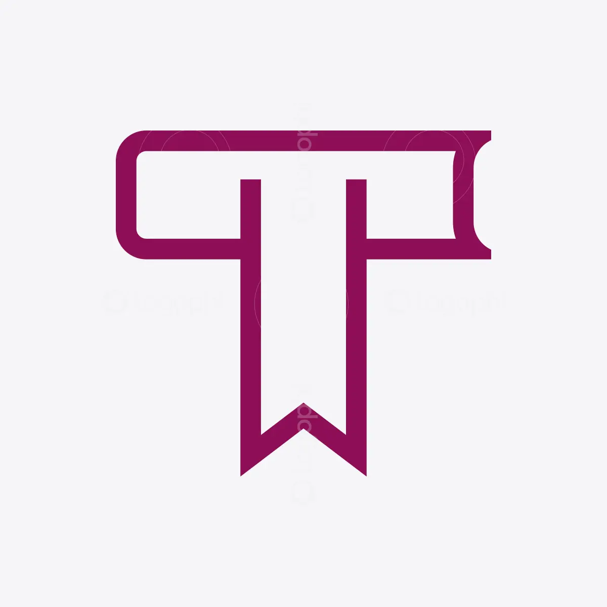 Burgundy T Bookmark Book Logo for sale