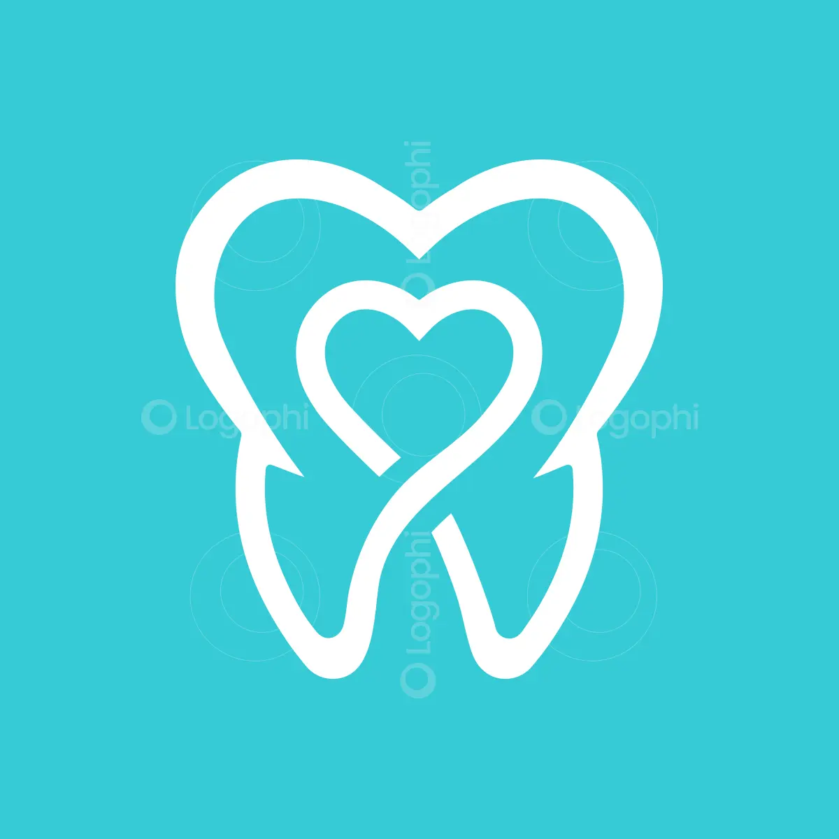 Dental Tooth Heart Logo Blue Background for sale