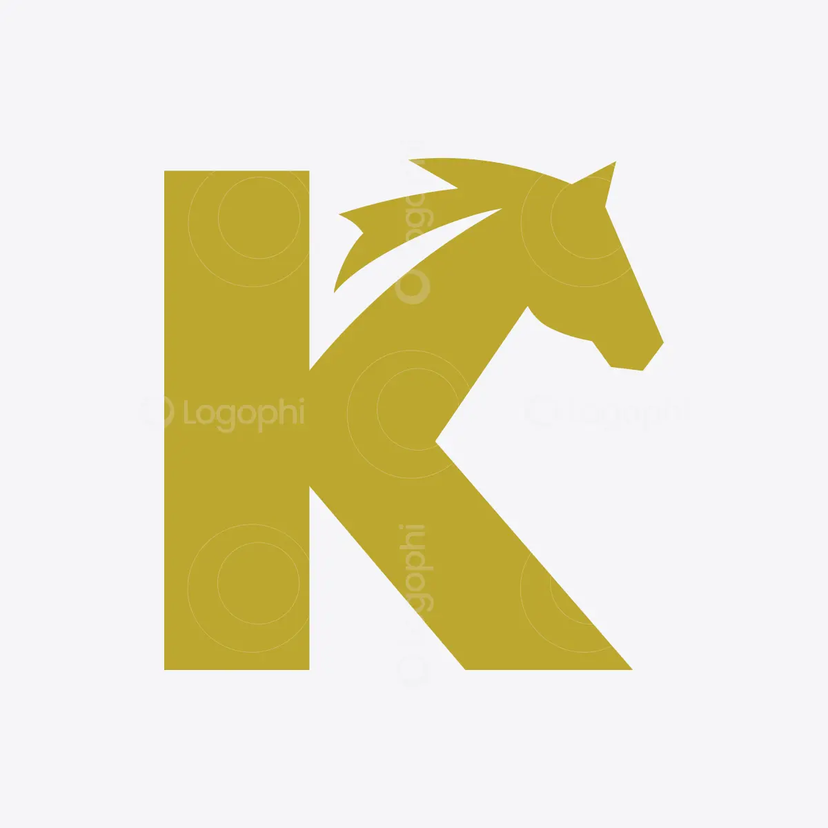 Gold Letter K Horse Head Logo for sale