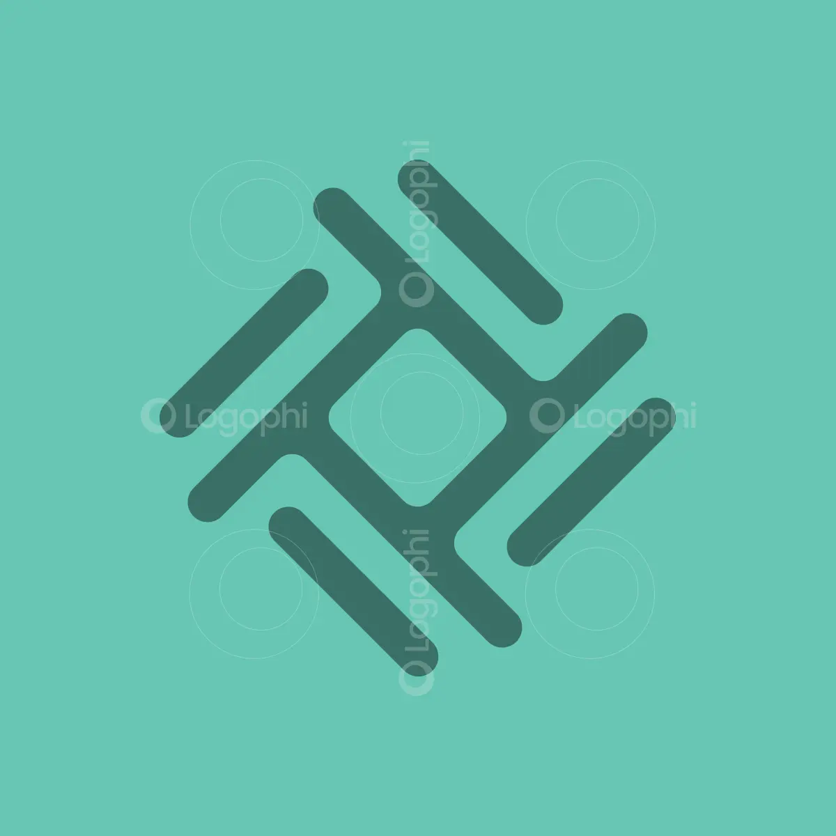 Green Background Connected Lines Logo for sale