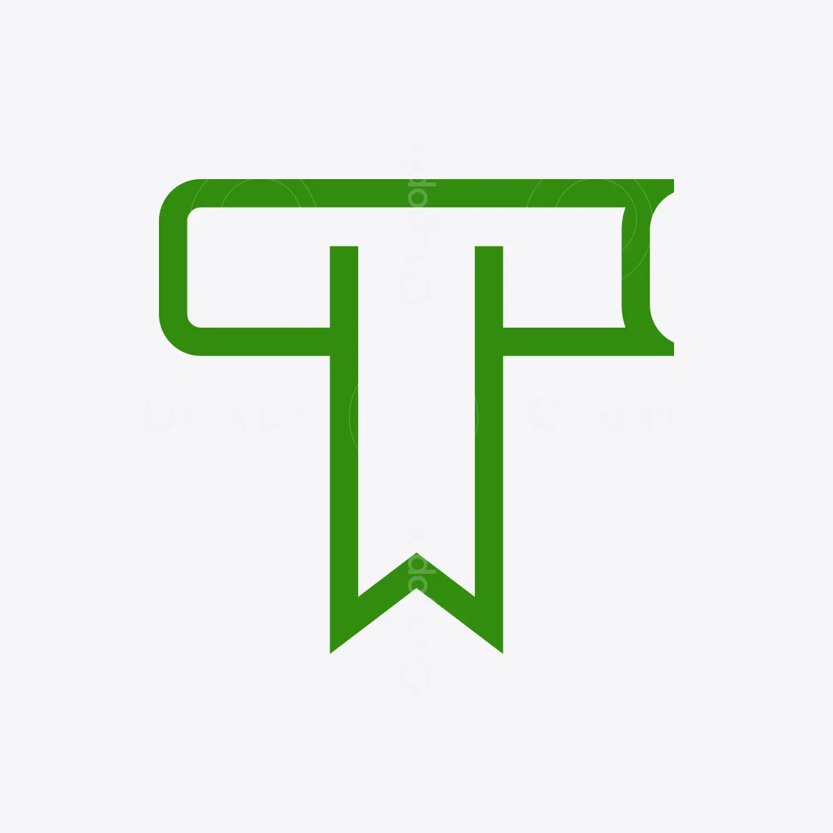 Green T Bookmark Book Logo for sale