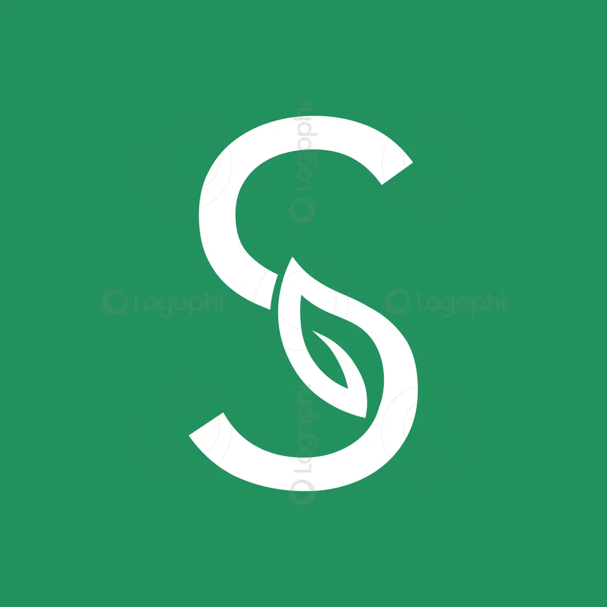 Green background Letter S Leaf Logo For sale