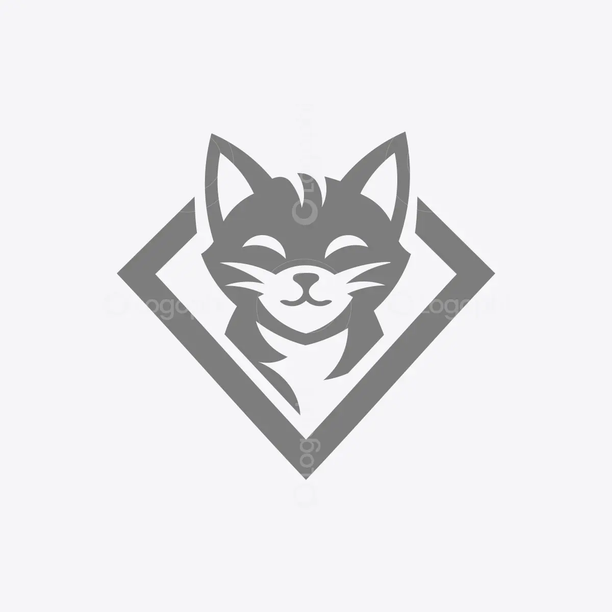 Grey Cat Emblem Logo For sale