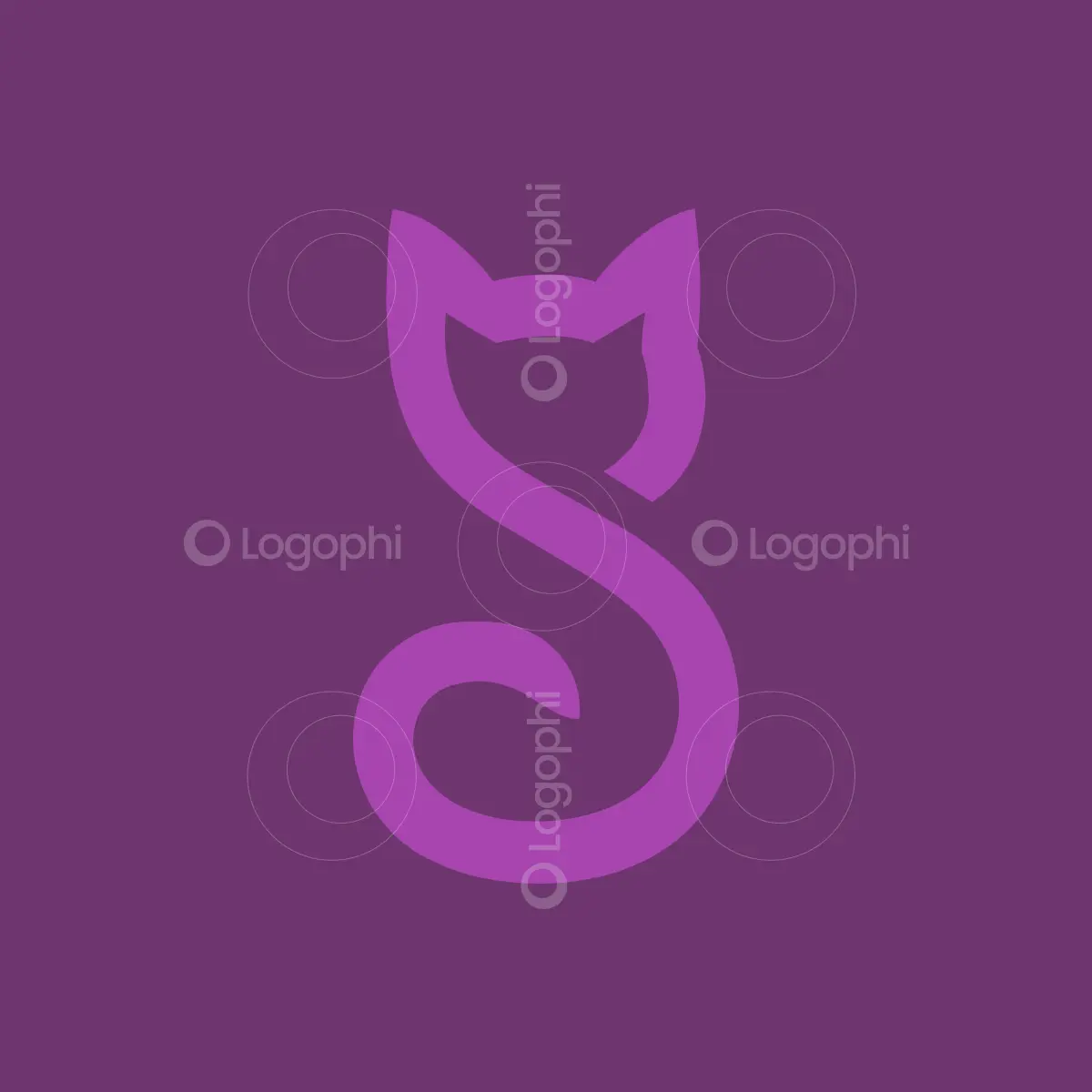 Letter S Cat Logo for sale Color Background