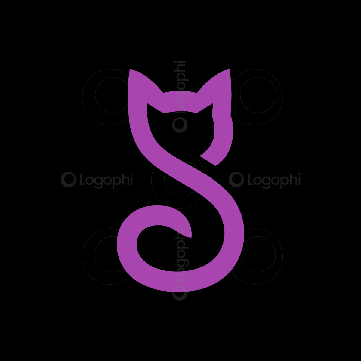 Letter S Cat Logo for sale black background
