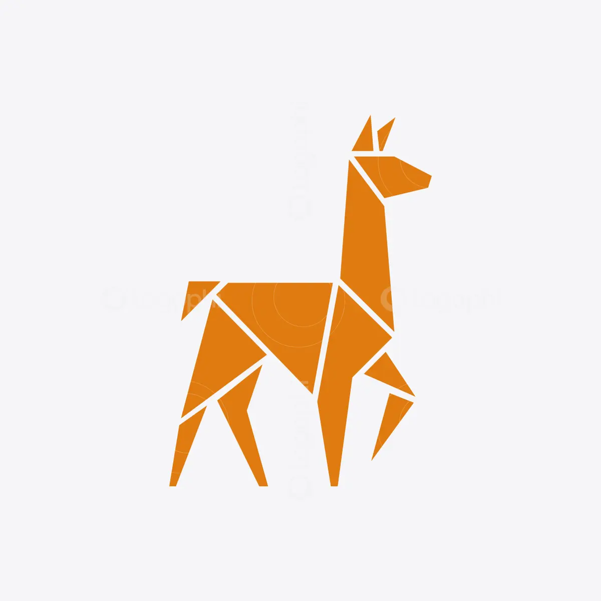 Orange Polygon Llama Logo for sale