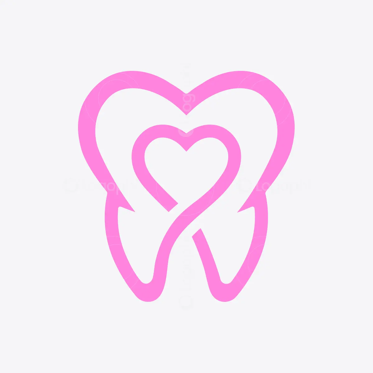 Pink Dental Tooth Heart Logo for sale