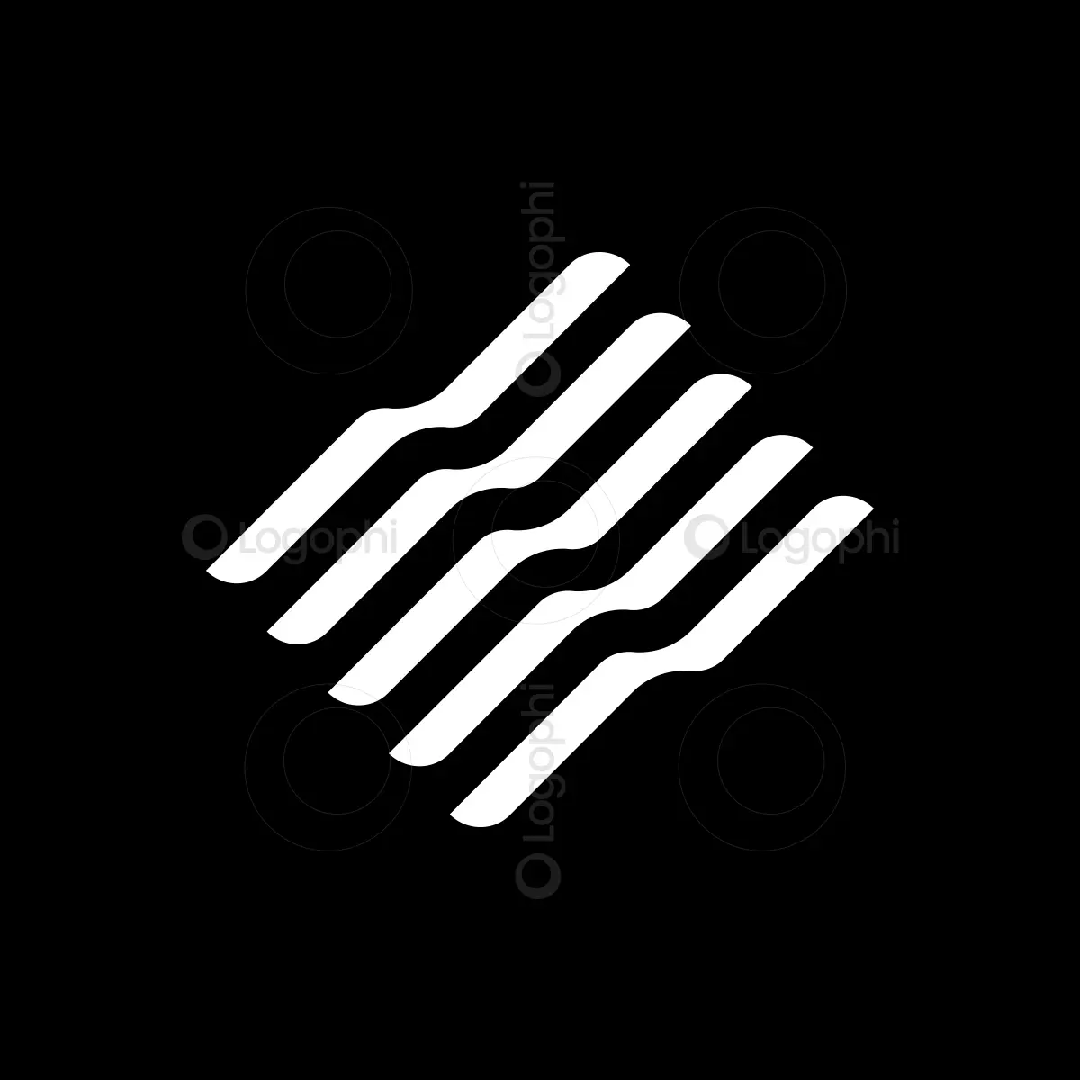 White Abstract Lines Logo for sale