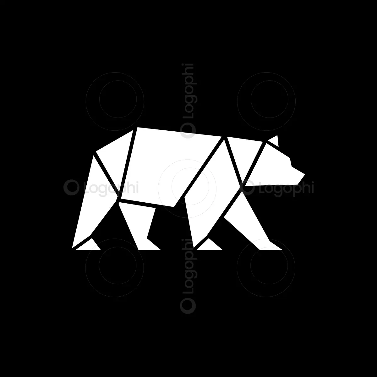 White Polygon Bear Logo for sale