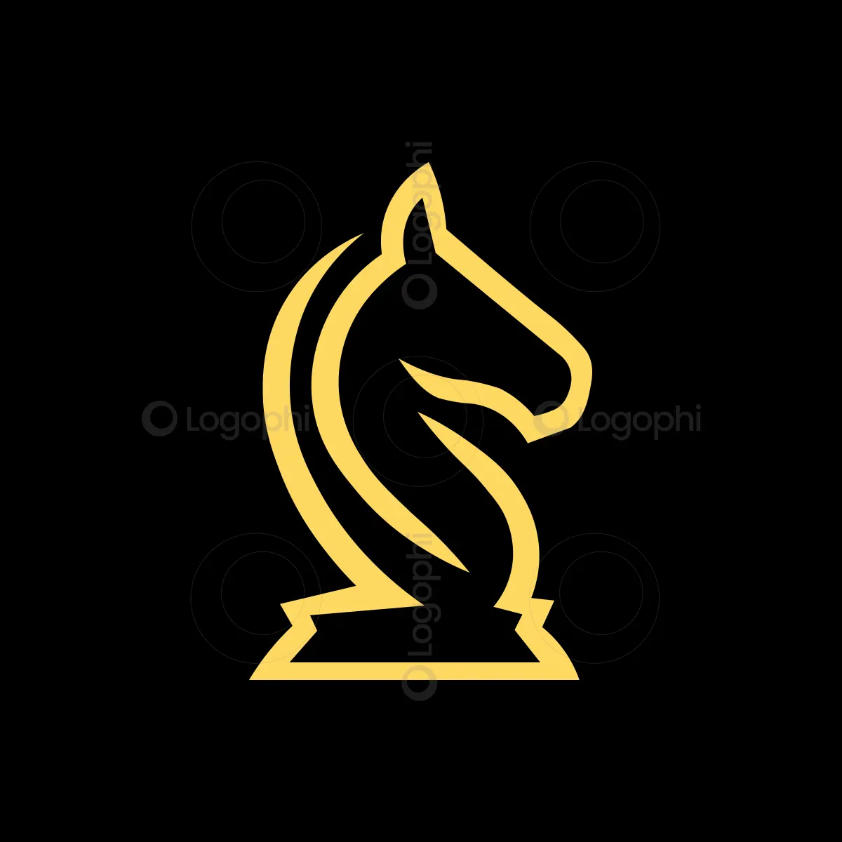 Yellow Chess Knight Horse Logo for sale