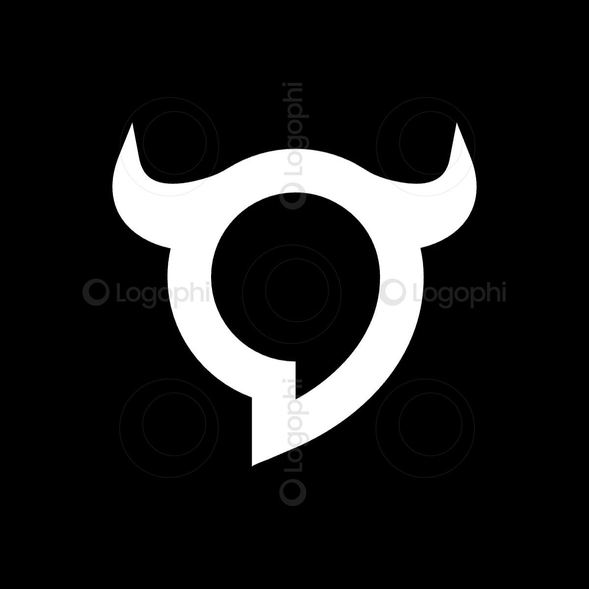 black background white bull chat logo for sale