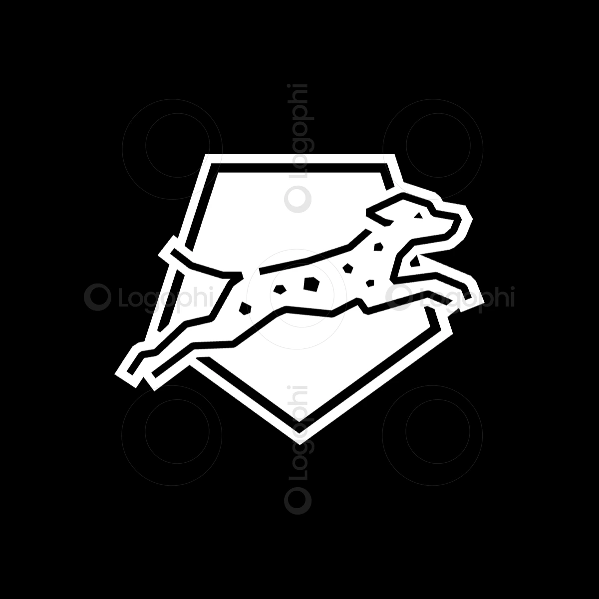 black background white dalmatian logo for sale