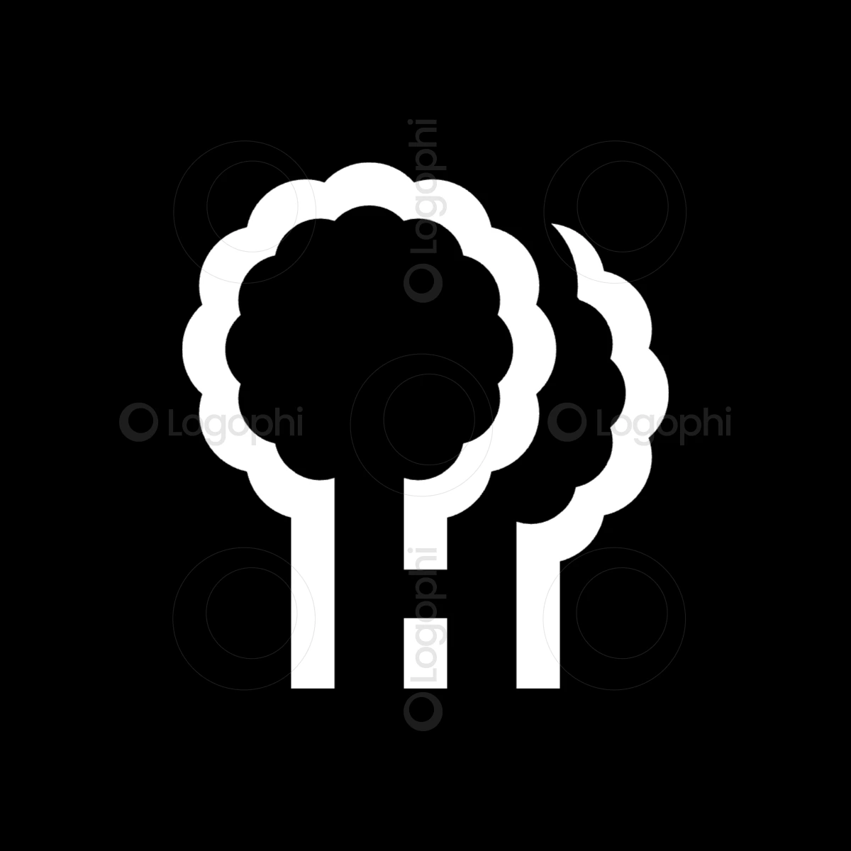 black background white forest h logo for sale