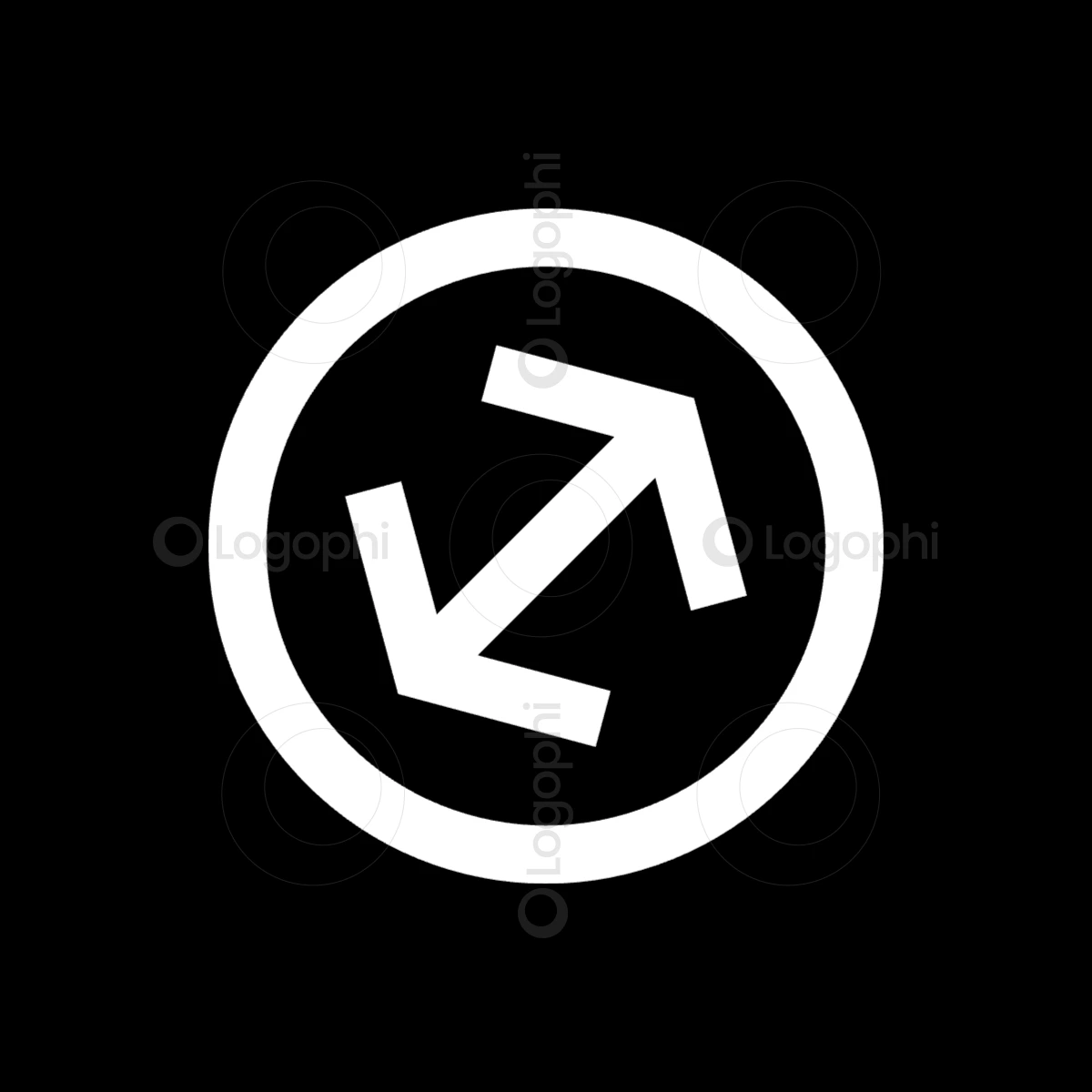 black background white h arrows circle logo for sale